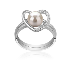 6-7mm Zoetwater Ring in Heart Wit