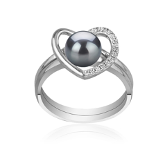 6-7mm Zoetwater Ring in Heart Zwart geverfd