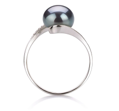 9-10mm Zoetwater Ring in Chantel Zwart geverfd