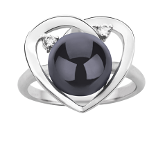 9-10mm Zoetwater Ring in Katie Heart Zwart geverfd