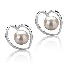 6-7mm Zoetwater Oorbellen set in Winna-Heart Wit