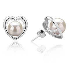 8-9mm Zoetwater Oorbellen set in Kimberly-Heart Wit