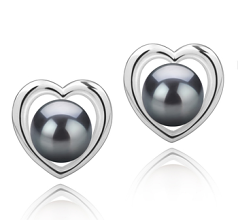 8-9mm Tahitiaans Oorbellen set in Kimberly-Heart Zwart