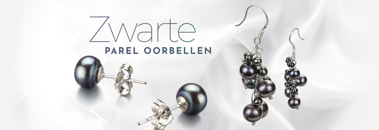 PearlsOnly Zwarte parel oorbellen